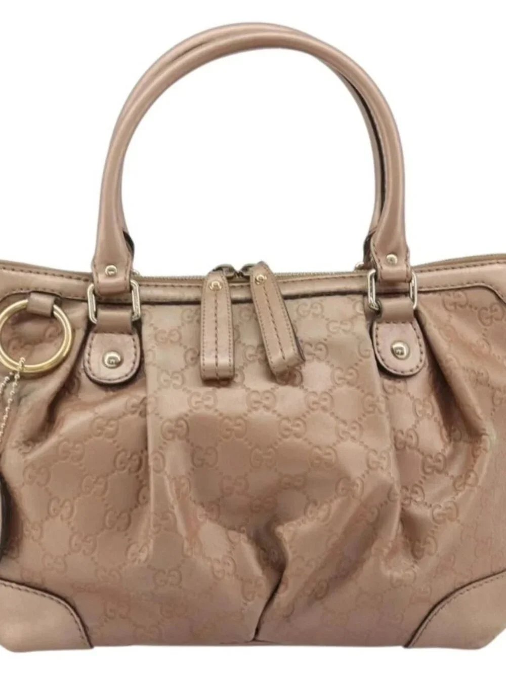 GUCCI GG Canvas Guccissima Sukey Bag Leather 2way Pink Gold 247902 Auth 176609